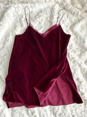 Free People Burgundy Velvet Slip Tank